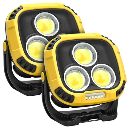 2 Pack Rechargeable Work Light, 4000LM Magnetic LED Work Light - size: 2 Pack