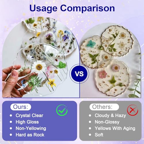 JANCHUN Crystal Clear Epoxy Resin Kit 16oz, Bubble-Free, Anti-Yellowing, Self Leveling Easy Mix 1:1 Coating and Casting Resin for Table Top, Molds, Tumbler Crafts, Painting, Jewelry, DIY Gifts - size: 16 fl oz