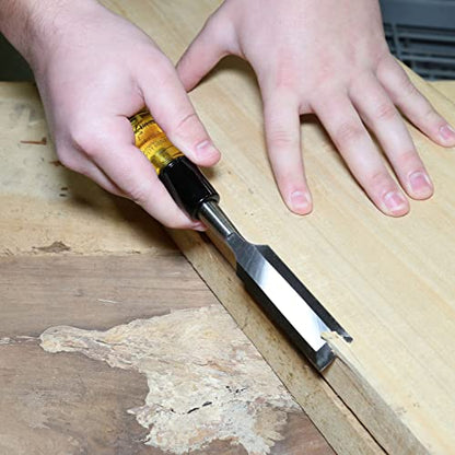 Buck Brothers 120105BC 3/4" Wood Chisel Made in USA, For Paring and Finishing Cuts in Carpentry and Woodworking, Tempered Tool Steel Blade, Mallet-Safe Handle - size: 3/4"