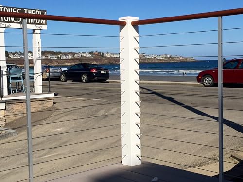 3/4 Inch Square Silver Aluminum Pre-Drilled Pickets with Mounting Brackets for 1/8" Level Cable Railings (42" High with 13 Holes at 3-1/8" On-Center) - color: Silver