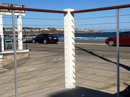3/4 Inch Square Silver Aluminum Pre-Drilled Pickets with Mounting Brackets for 1/8" Level Cable Railings (42" High with 13 Holes at 3-1/8" On-Center) - color: Silver