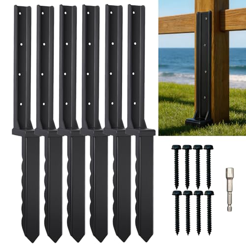6Pcs Fence Post Repair Kit, Quick Fix Wobbly/Tilted Wooden Fences