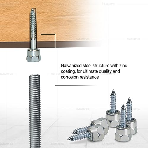 Sammys 8003957-25 Vertical Rod Anchor Super Screw with 1/4 in. Threaded Rod Fitting, 1/4 x 2'' Screw, for Wood (Pkg.=25) , Zinc - size: 1/4 x 2", style: ROD SIZE 1/4"