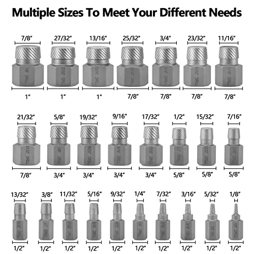 25-Piece Screw Extractor Set, Multi-spline Easy Out Extractors CR-MO Bolt Remover for Removing Broken Studs, Bolts, Socket Screws - color: 25-piece