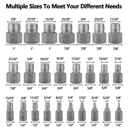 25-Piece Screw Extractor Set, Multi-spline Easy Out Extractors CR-MO Bolt Remover for Removing Broken Studs, Bolts, Socket Screws - color: 25-piece
