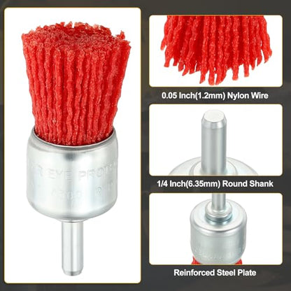 DTGN 6 Pcs Wire Wheel Cup Pen Brush Set for Drill, 1/4 Inch Round Shank