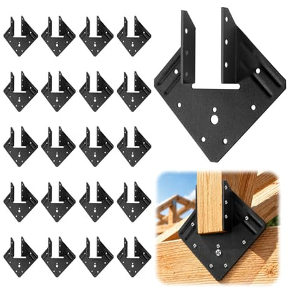 Black Hurricane Ties, 20 Pack Rafter Brackets for 2x4 and 2x6