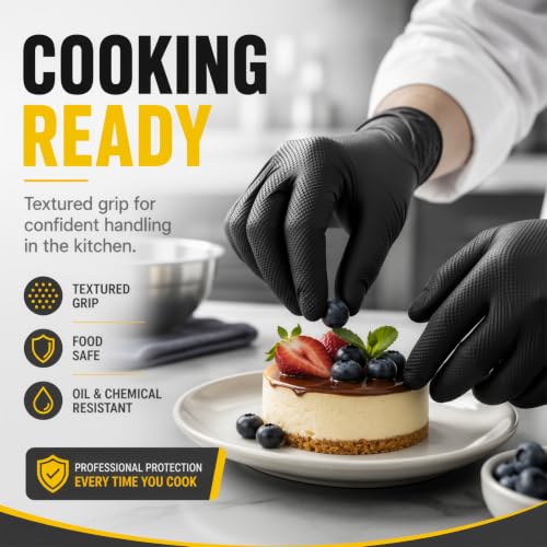 8 Mil Black Nitrile Gloves, Heavy Duty Disposable Gloves - size: Medium