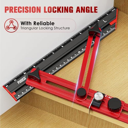 Stair Tread Template Tool with Triangular Brace and Edge Flip Stops