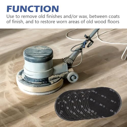 HUAALIUCHE 17" Sanding Screen Discs - Mesh Floor Sanding Screen - Black Silicon Carbide - for Wood Floors (30 Pack, 80 Grit) - size: 17 inch, style: #80-30 Pack