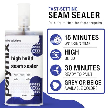 Polymix High Build Seam Sealer 200ml Cartridge & Two Application Mixing Nozzles - color: Beige