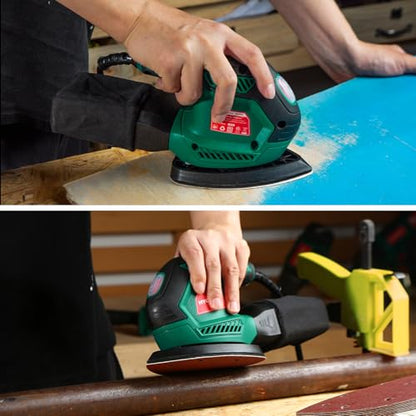 HYCHIKA Detail Sander, 14,000 OPM Compact Electric Sander Tool with 12 Pcs Sandpapers,Efficiency Dust Collection System,Suitable for Tight Spaces Sanding,Polishing,Removing Paint in Home Decoration - style: Sander