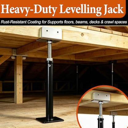 8 Pack U-Shaped Screw Jack, 11"-15" Adjustable Deck Support House Jacks - color: Black, size: 11"-15"(8 Pack)