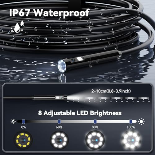 4.5 Inch Dual-Lens Industrial Endoscope, 1080P Photo Video Borescope Inspection Camera, 5.5mm IP67 Waterproof Snake Camera, 8+1 LED Lights, 16.5FT Cable, 32GB - size: 4.5" Dual Lens Endoscope