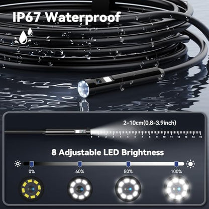 4.5 Inch Dual-Lens Industrial Endoscope, 1080P Photo Video Borescope Inspection Camera, 5.5mm IP67 Waterproof Snake Camera, 8+1 LED Lights, 16.5FT Cable, 32GB - size: 4.5" Dual Lens Endoscope