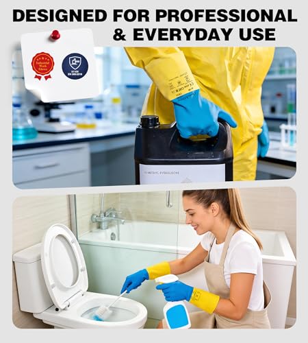 antools Neoprene and Rubber Blend Heavy-Duty Chemical Gloves, Protective industrial gloves for Resist Acid, Alkali, Hazmat, cleaning, dishwashing, Large - color: Black (Pack of 1), size: Large (9)