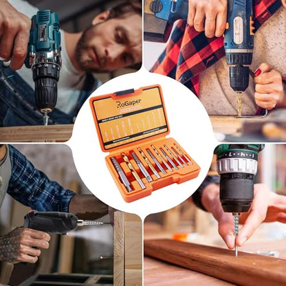 Screw Extractor and Left Hand Drill Bits Set, Bolt Remover Reverse Cobalt HSS Steel Drill Bit for Rounded-Off, Damaged Bolts, Screws&Studs Removal Tool - style: Screw Extractor 10PCS