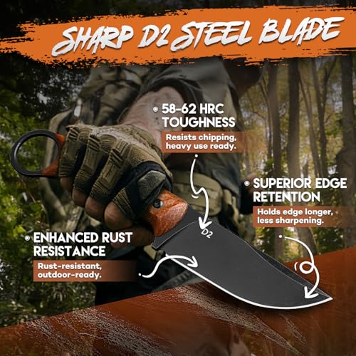 Purple Dragon Fixed Blade Knife with Kydex Sheath -Survival Knife Brown - color: Brown