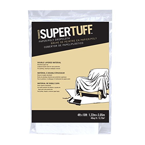 Trimaco SuperTuff Paper/Poly Drop Cloth Runner, 4-feet x 10-feet, Whites - size: 4ft x 10ft