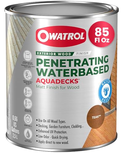 OWATROL Aquadecks, Wood Stain and Sealer, Matt Finish, 85 Oz, Teak - color: Teak