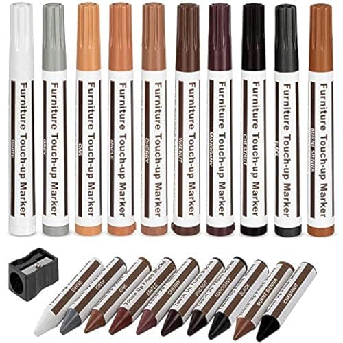 Furniture Markers Touch Up,Wood Filler Floor Scratch Repair Kits,Set of 21-Markers and Wax Sticks with Sharpener Kit for Funiture Repair,Floor Scratch.Touch Up Repair System Set,Wood Restore Pack