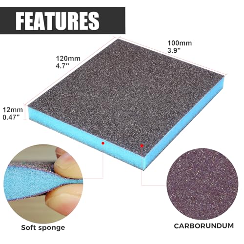 6pcs Sanding Sponge 320 grit Soft Sanding Block Washable and Reusable, Double-Sided Sponge Sanding Blocks Wet Dry Sandpaper Pad for Wood Metal FurniturePaint - style: 320 Grit 6pcs