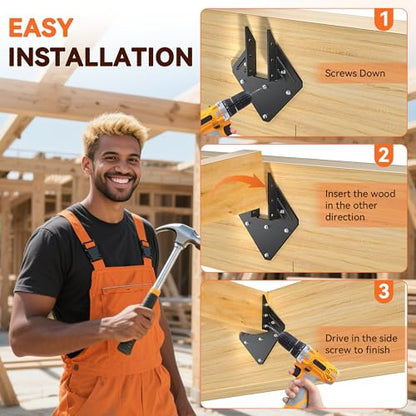 20 Pcs Black Hurricane Tie for Rafter - Heavy Duty 13 Gauge Hurricane Clips for Trusses, Roof Rafter Brackets fits 2x4,2x6 Wood, Rafter Connector, Roof Truss Clips, Hurricane Ties - style: Black Hurricane ties - 20pcs
