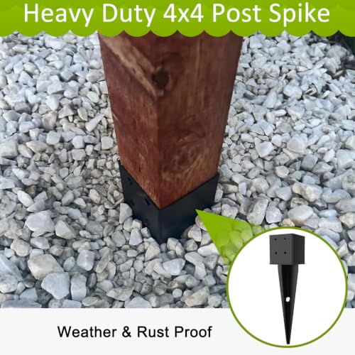 4 Pack 4x4 Fence Post Anchor Ground Spike Metal Post Base - size: 4 Pcs