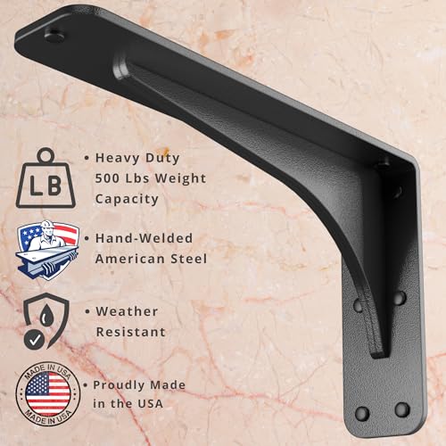 Starby Gladiator Series Solid Heavy Duty Welded 500 Lb Low Profile Granite Countertop Support Shelf Brackets Floating Shelf Discrete Slim 500 LB Capacity (2 Pack) (7" x 11" x 2.5") - size: 7" x 11" x 2.5"