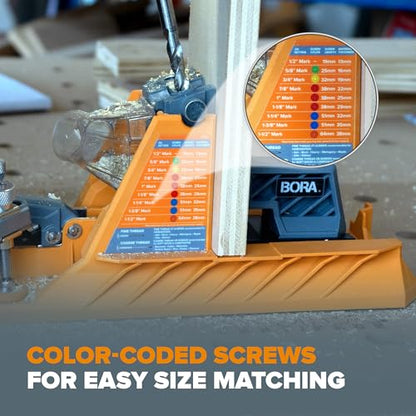 BORA Automatic Pocket Hole Jig Kit with 350 pc Screw Set - size: Auto Jig w/ 350pc Screw Set