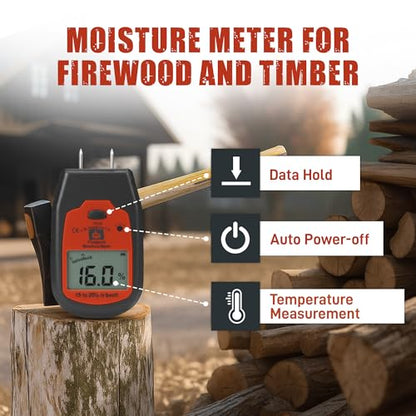 Woodeze Digital Wood Moisture Meter for Firewood, Humidity Tester