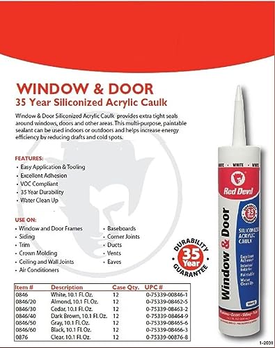 Red Devil 084630 Window & Door Silicon Acrylic Cedar Caulk, 10.1 oz, Pack of 1 - color: Cedar, style: Pack of 1