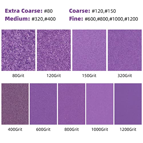 POLIWELL 80 Grit Sanding Sheets 20 PCS 9 x 11 Inch Purple Alumina - style: 80Girt