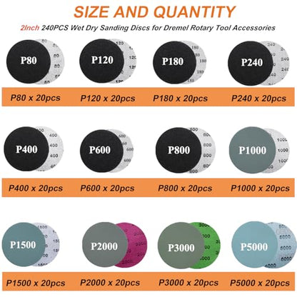 275PCS 2 Inch Hook and Loop Sanding Discs Kit - size: 2Inch-KIT
