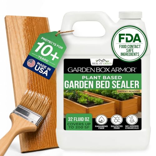 Garden Box Sealer | FDA Food Contact Safe Plant-Based Wood Sealant for Raised Bed, Planter & Pet House. Protects All Wood Types from Water & Weather Damage - size: 0.25 Gallon