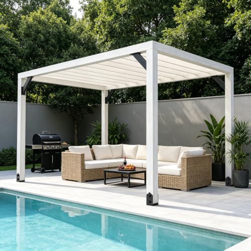8PCS 45-Degree Angle Support Bracket, Heavy Duty Pergola Connector Kit - size: 4"x4" 8pcs