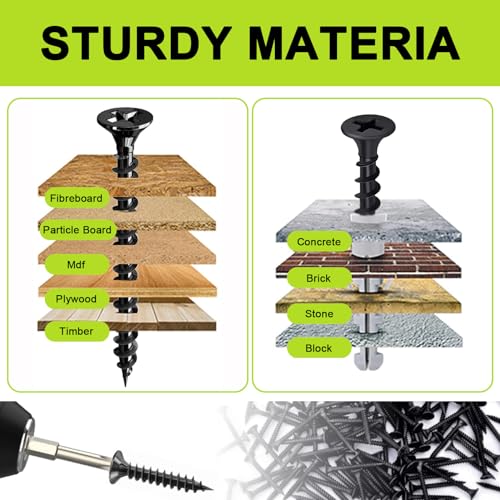 #6 x 3/4" Black Wood Screws, 100pcs Flat Head Phillips Self Tapping Screws - color: Black, size: #6-3/4" - 100PCS