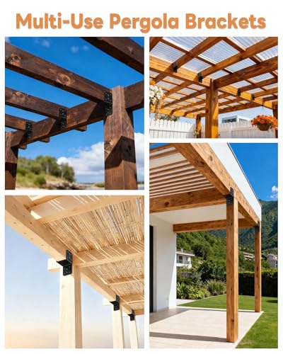 4 Pack Black Joist Hanger Brarket, 4 x4 Brackets for Wood - color: Black-4 Pcs