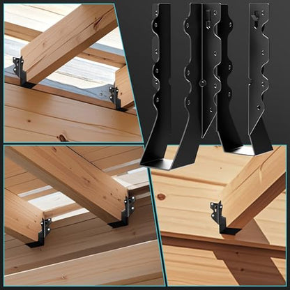 25 Pcs Black Joist Hangers 2x8, 18 Gauge Rafter Brackets , Hurricane Straps for 2x8 Face Mount Joist Hangers or Shed/Barn/Coop/Porch/Truss/Decks, Structurally Sound and Aesthetically Pleasing - size: 25 Pcs 2x8, style: Black Joist Hanger