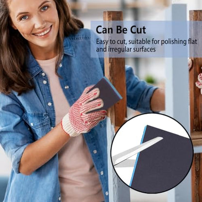 16 Pack 180 Grits Sanding Sponge Fine Sanding Block, Washable and Reusable Wet Dry Sandpaper Block Sandpaper Sponge for Wood Metal FurniturePaint and Drywall - color: Blue, size: 180 Grits-16PCS