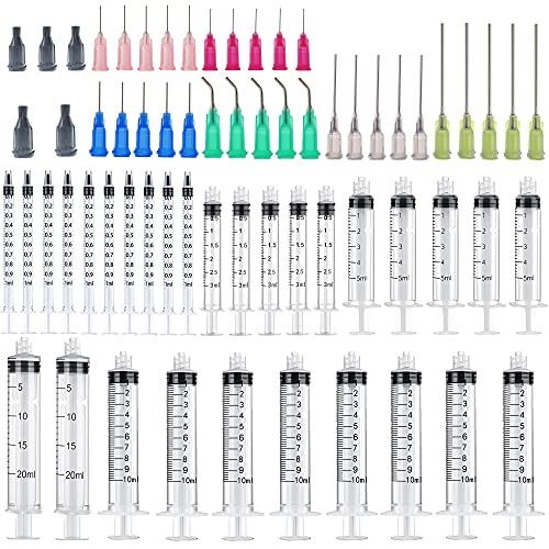 30 Pack 1ml, 3ml, 5ml, 10ml, 20ml Glue Dispenser with Accessories and Caps - size: 30 Count (Pack of 1)
