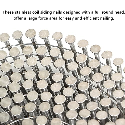 GXYWADY 3600Pcs 1-1/4 x 0.09 Inch Coil Roofing Ring Shank Siding Nails 15 Degree Coiled Nails, 304 Stainless Steel Wall Nails, Small Cap Coil Nails - size: 1-1/4x0.09