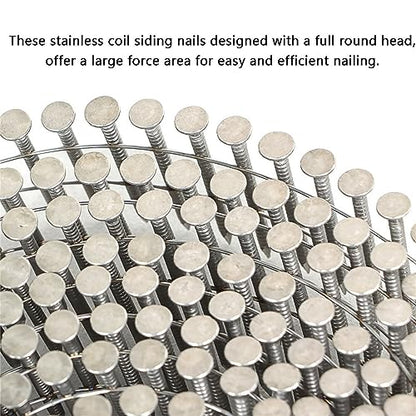 GXYWADY 3600Pcs 1-1/4 x 0.09 Inch Coil Roofing Ring Shank Siding Nails 15 Degree Coiled Nails, 304 Stainless Steel Wall Nails, Small Cap Coil Nails - size: 1-1/4x0.09