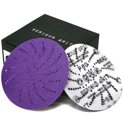 Serious Grit - 5-Inch P60 Grit Ceramic Multi-Hole Sanding Discs - 25 Pack - size: 60 Grit