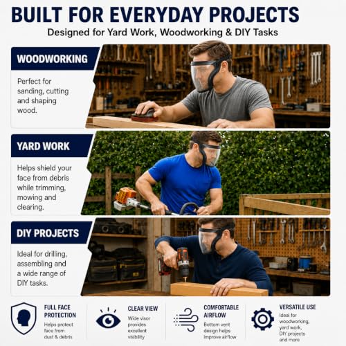 Face Shield, Clear Anti-Fog Full Face Shield for Outdoor Work - color: Upgraded Black