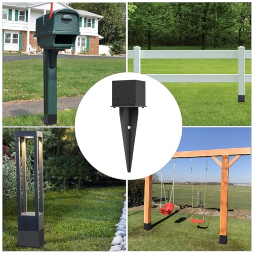 POSTYBAY1 Pcs 22" Fence Post Anchor Ground Spike|Black Powder-Coated|6"x6" - size: 1 Pcs, style: 6"x 6"