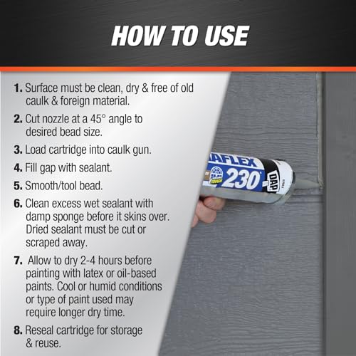 DAP Dynaflex 230 Premium Elastomeric Sealant, Gray, 10.1 Oz, 12 Pack (7079818286)