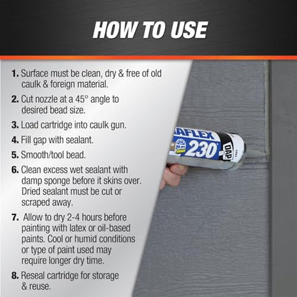 DAP Dynaflex 230 Premium Elastomeric Sealant, Gray, 10.1 Oz, 12 Pack (7079818286)