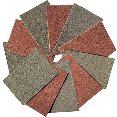 Premium 10 Pack 6" x 9" General Purpose Scuff Pads - Scuffing, Scouring, Sanding, Paint Primer Prep Adhesion Scratch - Surface Preparation Automotive Car Auto Body Woodworking Wood (Brown + Grey) - color: Brown + Grey