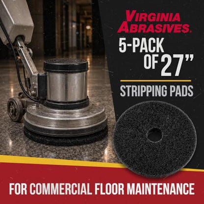 Black Floor Maintenance Pads, Heavy-Duty Stripping & Scrubbing, 27", 5 Pack - color: Black, size: 27"